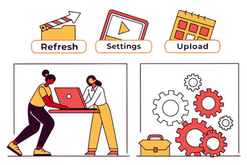Computer Interface Icons for Coding and Settings programming