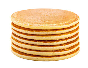 Stack of pancakes isolated on white background, transparent PNG