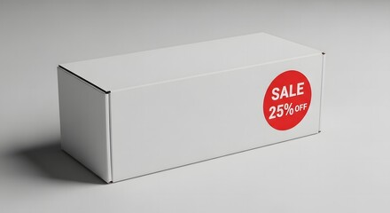 Huge 25 percent off sale on products shipping in white box