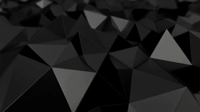 Floating Matte Black Triangles in Parallax Depth &ndash; High Contrast Abstract Loop