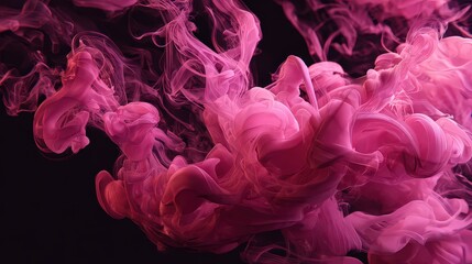 Abstract Swirling Pink And Purple Smoke Against Black Background Artistic Render