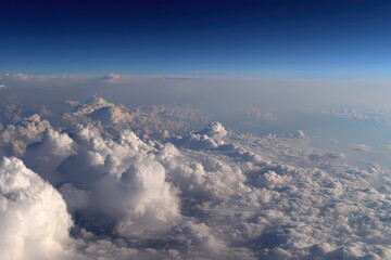 Naklejka premium Aerial View of Cumulus Clouds and Blue Sky at High Altitude During Day Time Sunlight