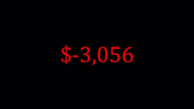 Debt Counter from $100,000 to $0 - Red Dramatic Animation 