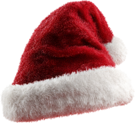 Festive Santa Hat with Red Fabric and Fluffy White Trim Celebrates Holiday Cheer
