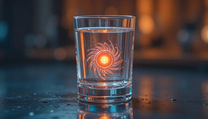 Experience crystal clarity with vibrant energy suspended in pure water, a modern concept for wellness, health, and innovative product design visuals