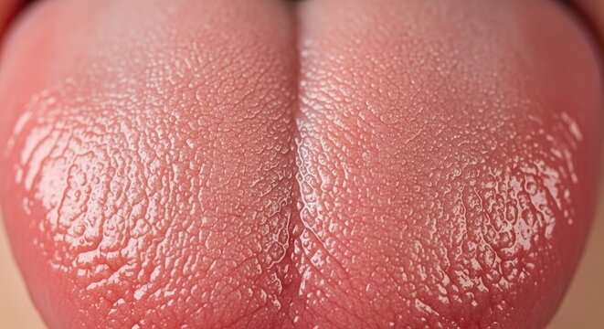 Close up of Tongue Surface Showing Papillae with Taste Buds and Texture Healthy Pink Organ for Taste and Speech with Detailed Ridges and Moist Surface for Sensation of Food