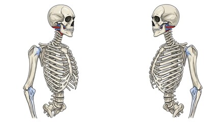 Human Skeleton Anatomical Structure with Detailed Bone Markings and Skeletal System Composition for Medical Education and Anatomical Study Reference Isolated on White Background