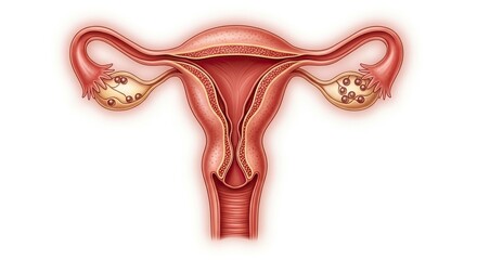 Obraz premium Uterus and ovaries depiction medical illustration showcasing female reproductive system anatomy and functions highlighting gynecological health and educational purposes