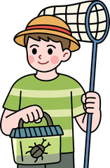 곤충채집하는 남자아이