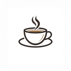 Obraz premium Aromatic Coffee Cup Simple Vector Design of Steaming Beverage on a Saucer