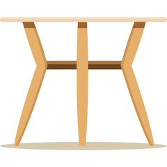 Minimalist Light Brown Wooden Round Table With Four Angled Legs On A White Background With Subtle Shadow In A Studio Setting