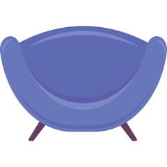 Modern Blue Armchair with Mid Century Legs on Transparent Background Simple Furniture Illustration