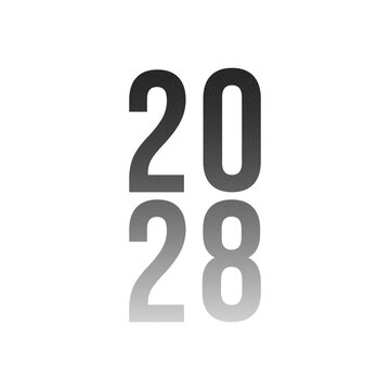 Abstract Vibrant Grainy Gradient Year 2028 PNG. Isolated Modern New Year Future Concept Transparent Background