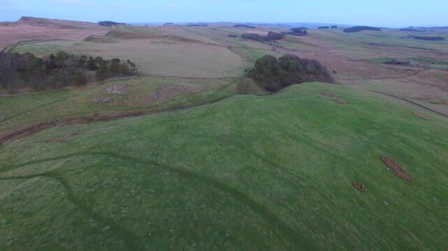 Aerial view Housesteads Roman Fort Hadrian's Wall England UK