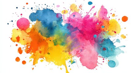 Fototapeta premium Abstract Watercolor Splatter with Vibrant Color Hues on White Background