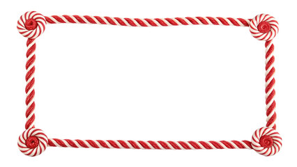 Fototapeta premium Candy Cane Christmas Frame Border with Peppermint Holiday Design