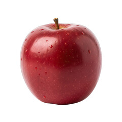 Ripe Red Apple with Water Droplets Isolated on Transparent Background High Detail Studio Shot