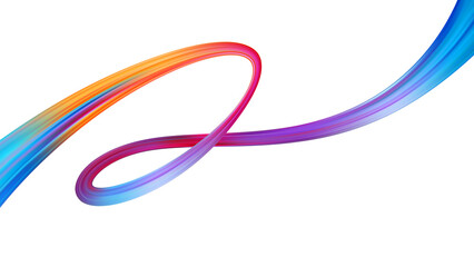 Vibrant rainbow ribbons with colorful gradient curves flowing in dynamic loops, creating an abstract neon glow effect with swirling motion and bright light streaks