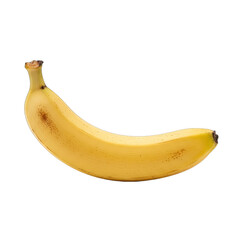 Single Ripe Yellow Banana Fruit Isolated on Transparent Background with Subtle Brown Spots Detailed Close Up Healthy Snack or Ingredient Studio Shot Natural Lighting