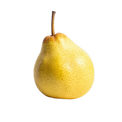 Single Yellow Pear with Stem Isolated on Transparent Background Detailed Photography of Natural Fruit Texture Studio Shot Healthy Food Element