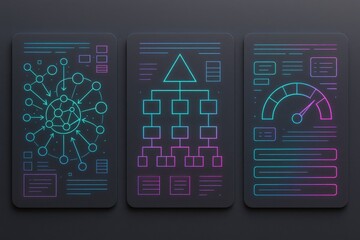 Fototapeta premium Interactive data visualization with flowcharts and information diagrams emphasizing analysis and network theory concepts captured with clarity