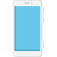 Minimalist Smartphone Icon With Light Blue Screen And White Frame On Transparent Background Simple Flat Design