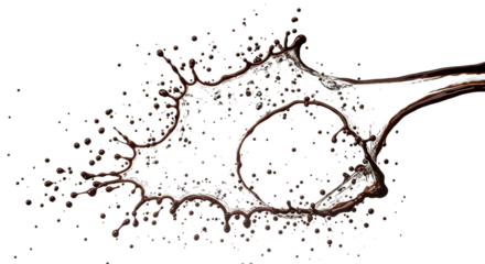 Abstract water splash with golden outline isolated on transparent background