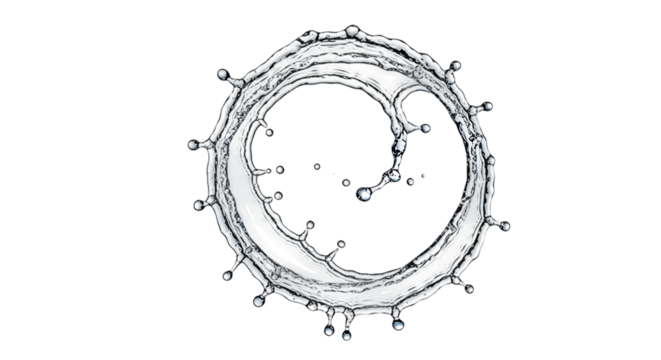 Abstract water splash circular shape design element isolated on transparent background - Powered by Adobe