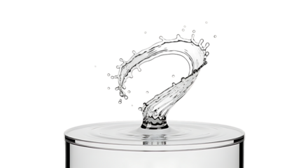Water swirl vortex isolated on transparent background in black and white