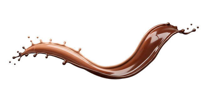 Chocolate splash wave isolated on transparent background for product visualization and design