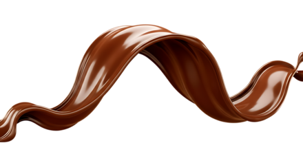 Chocolate splash wave isolated on transparent background for food and drink concepts