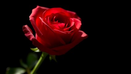 thorn. Single red rose in close-up view, elegant composition against a dark background. gardening catalogs, home-decor guides, designed for gardening and botanical catalogs, used by food bloggers.