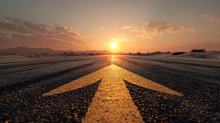 straight road to 2026 with forward arrow at sunset