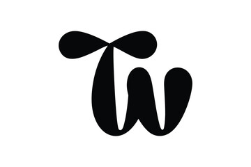 A stylized black and white logo featuring the letters t and w intertwined