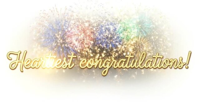 Festive Celebratory Fireworks Display with Heartiest Congratulations Message