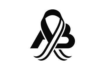 A black logo with letters a and b intertwined with a ribbon on white background