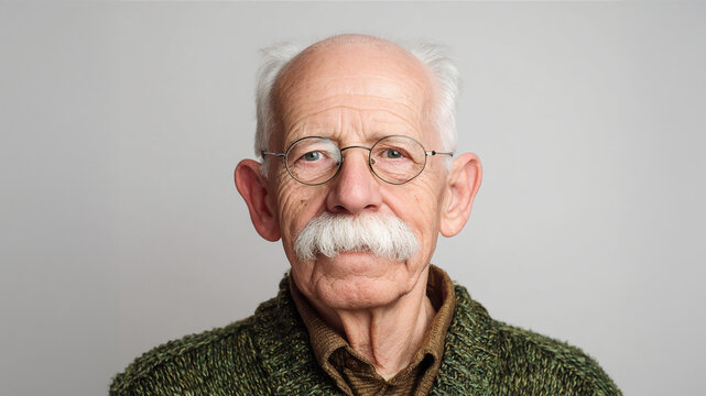 Elegant thoughtful senior woman profile portrait looking away serene mature female wisdom aging beauty calm contemplation green background