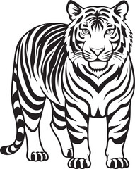 Stylish Tribal Leopard Illustration in Black and White – Artistic Wild Cat Design for Tattoos, Logos, Animal Art, Vector Graphic