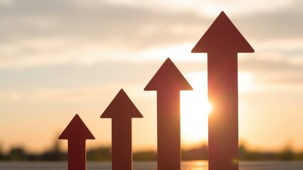 Arrows of Ascendancy: A collection of vibrant red arrows ascends towards the radiant sun, symbolizing growth, progress, and unwavering aspiration. The image radiates optimism and forward momentum.