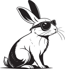 Cool Rabbit Wearing Sunglasses | Stylish Bunny Silhouette Vector Illustration