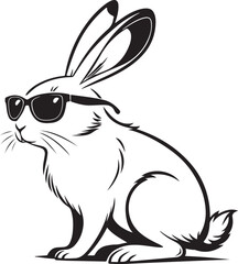 Cool Rabbit Wearing Sunglasses | Stylish Bunny Silhouette Vector Illustration