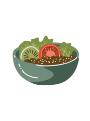 fresh lentil salad bowl flat vector illustration healthy meal