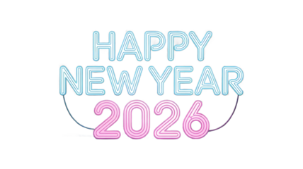 Happy new year 2026 bright neon light sign festive celebration event