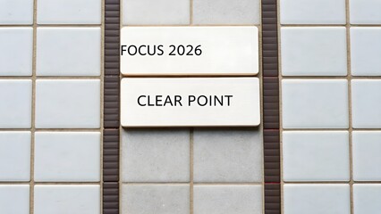 Close up of tiles displaying text FOCUS 2026 and CLEAR POINT
