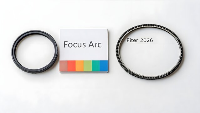 Camera Filter and Lens Rings on a White Background
