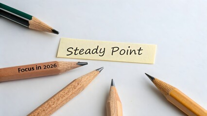 Pencils point to a central message on white background