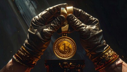 Golden first place medal victory