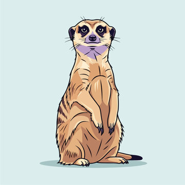Adorable Meerkat Standing Alertly on a Light Background.