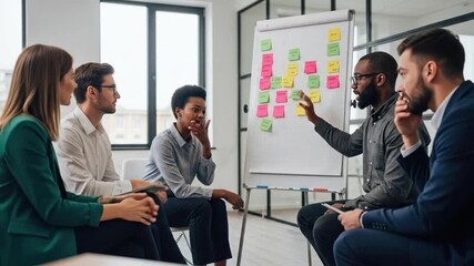 Collaborative team brainstorming session with whiteboard and sticky notes - Powered by Adobe