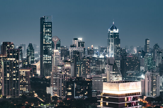 Fototapeta Bangkok city skyline at night, Thailand
